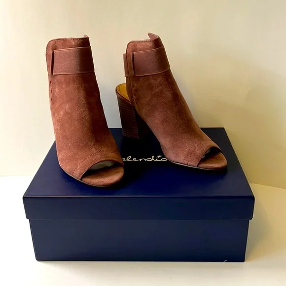 Splendid 'Open Toe Suede Booties, Burgundy, size 6.5 - Picture 11 of 11